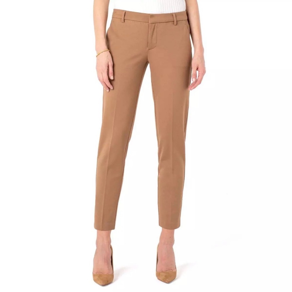 Liverpool Los Angeles Kelsey Knit Trousers: Tan Ankle-Length Women's Pants